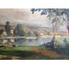 Tableau \"Bord du lac Léman\" signé P. Rt. PERRIN