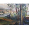 Tableau \"Bord du lac Léman\" signé P. Rt. PERRIN