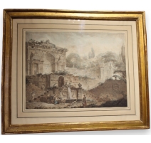 Gravure "Vue de Rome" signé H. ROBERT