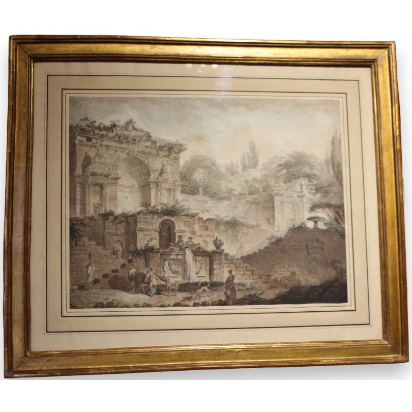 Gravure "Vue de Rome" signé H. ROBERT