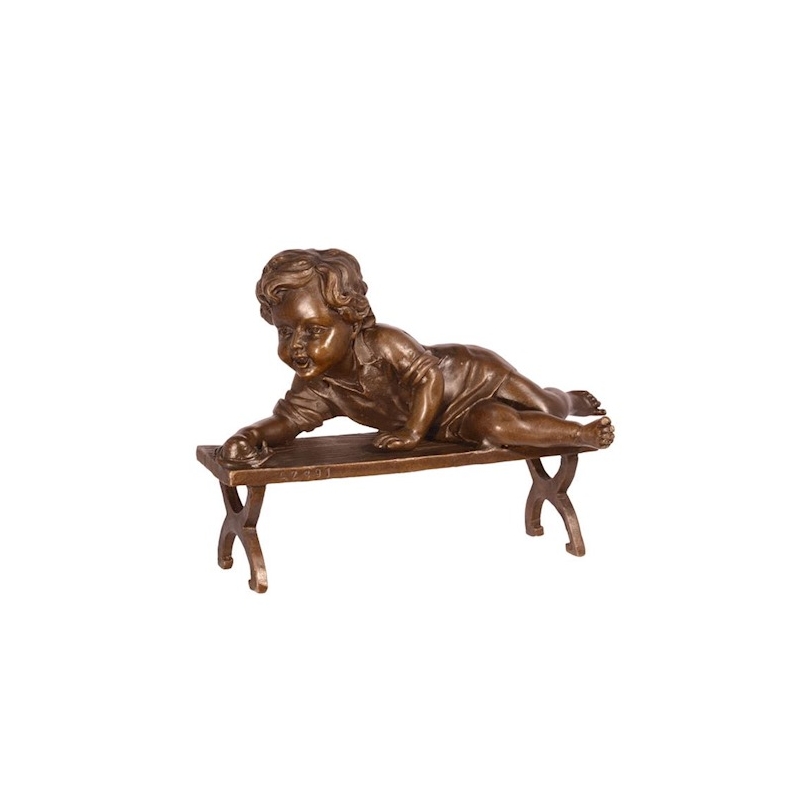 Bronze Enfant et escargor sur un banc