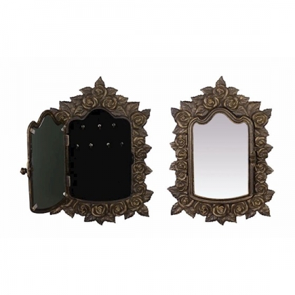 Boite à clefs en fonte coloris bronze et miroir