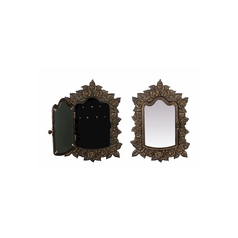 Boite à clefs en fonte coloris bronze et miroir