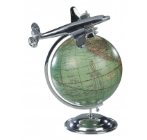 Globe avec avion en aluminium