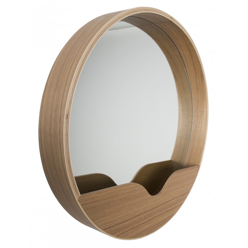 Miroir rond avec étagère