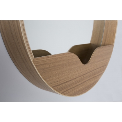 Miroir rond avec étagère