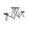 Bistro table with 2 built-in stools