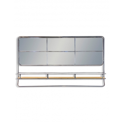 Miroir industriel en métal avec étagère