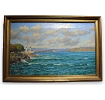 Tableau "Lac Léman " signé V. GILLIAND 1939