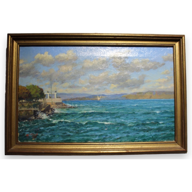 Tableau "Lac Léman " signé V. GILLIAND 1939