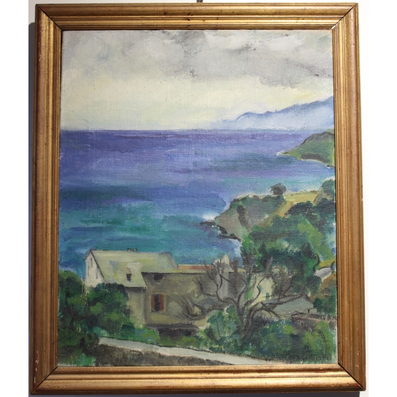 Tableau "Bord de mer" signé V. METEIN-GILLIARD