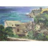 Tableau \"Bord de mer\" signé V. METEIN-GILLIARD