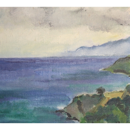 Tableau \"Bord de mer\" signé V. METEIN-GILLIARD