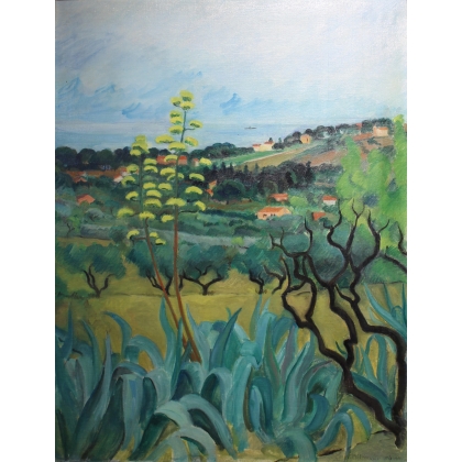 Tableau \"Cassis\" signé V. METEIN-GILLIARD