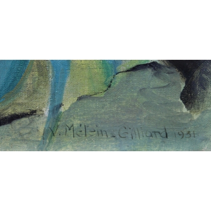 Tableau \"Cassis\" signé V. METEIN-GILLIARD