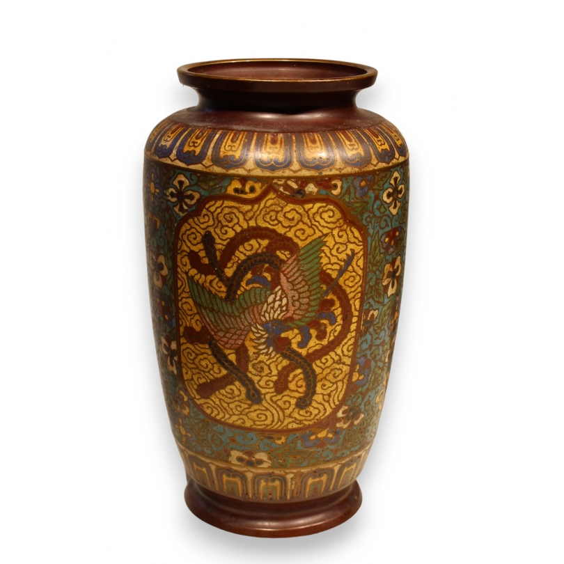 Vase cloisonné décor phoenix