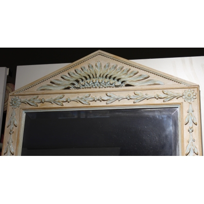 Miroir en bois sculpté crème et bleu