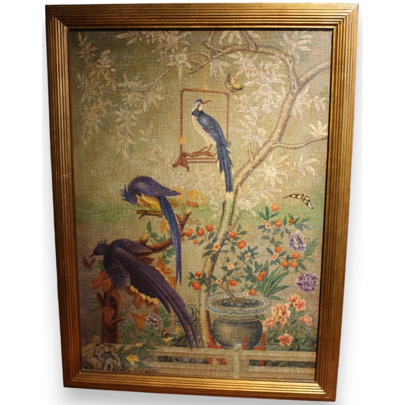 Panneau peint \"Oiseaux\"