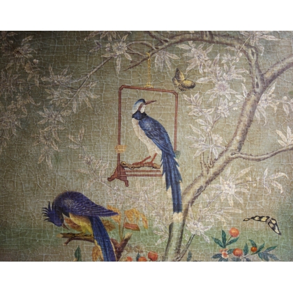 Panneau peint \"Oiseaux\"