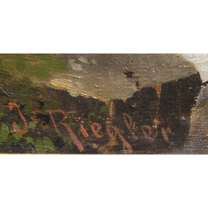 Tableau \"Paysage de montagne\" signé J. RIEGLER