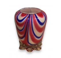 Vase en verre de Clichy rose et bleu (ébréché)