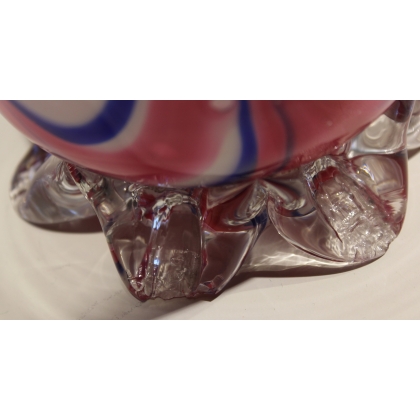 Vase en verre de Clichy rose et bleu (ébréché)