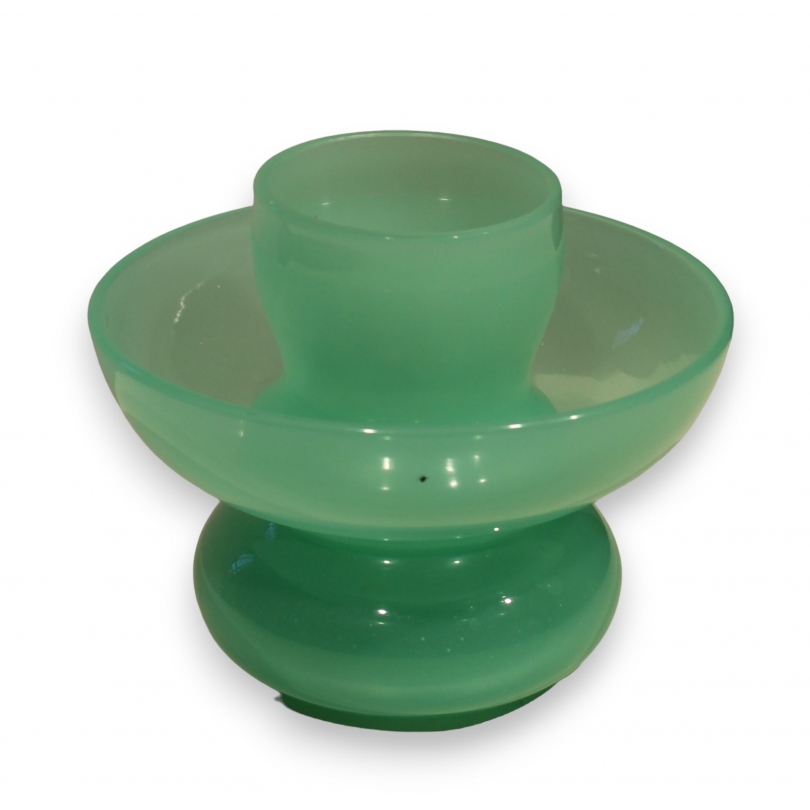 Green opaline bowl and glass