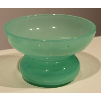 Green opaline bowl and glass