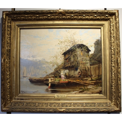 Tableau \"Lac Léman\" signé MENTA