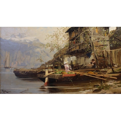 Tableau \"Lac Léman\" signé MENTA