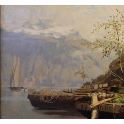 Tableau \"Lac Léman\" signé MENTA