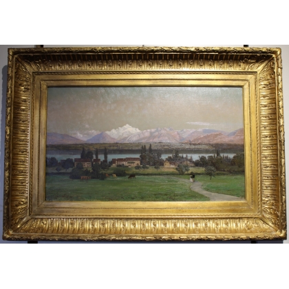 Tableau \"Vue du Mont-Blanc\" signé N. LEMAITRE