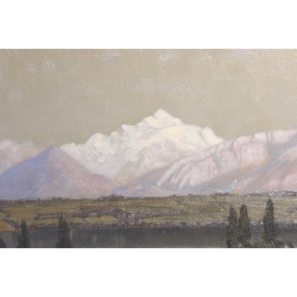 Tableau \"Vue du Mont-Blanc\" signé N. LEMAITRE