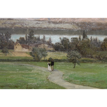 Tableau \"Vue du Mont-Blanc\" signé N. LEMAITRE