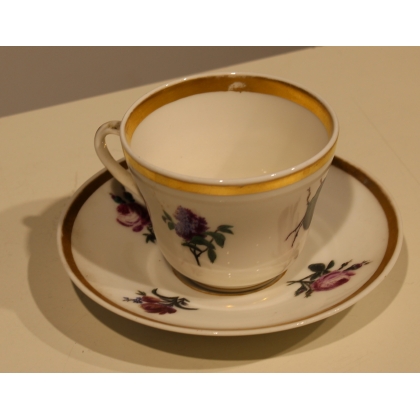 Tasse et sous-tasse en porcelaine Scarabée