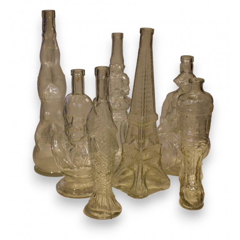 Lot de 7 bouteilles en verre italiennes