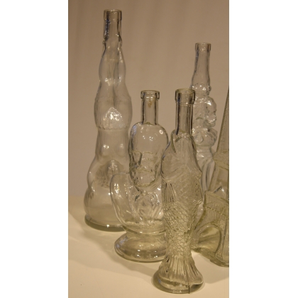 Set of 7 Italian glass bottles