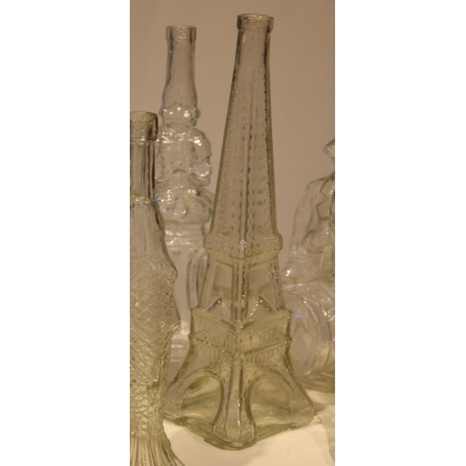 Set of 7 Italian glass bottles