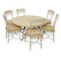 Table et 6 chaises en fer et bois