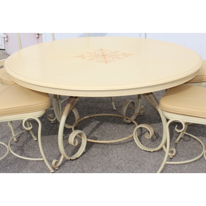 Table et 6 chaises en fer et bois