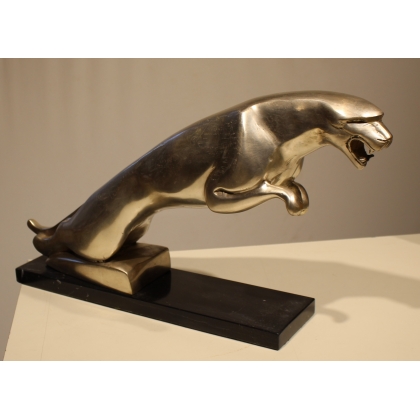 Jaguar Leaper en bronze argenté
