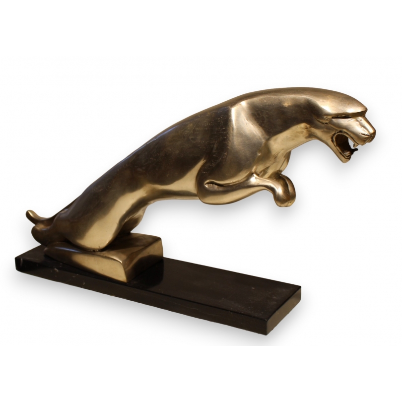 Jaguar Leaper en bronze argenté