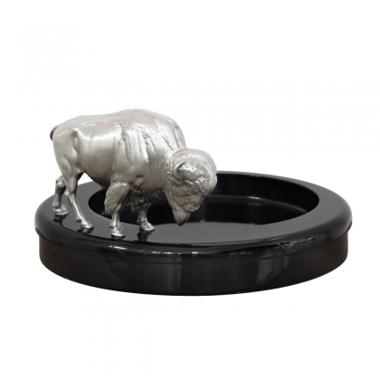Vide-poche avec Bison en bronze argenté