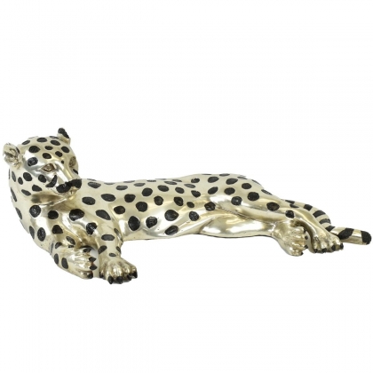 Bronze \"Guépard couché\" argenté