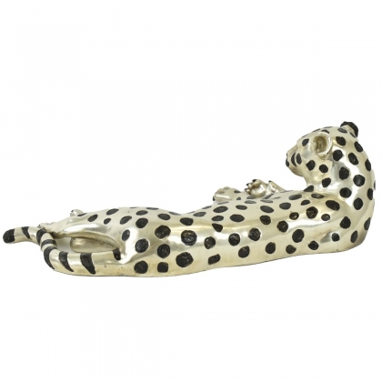 Bronze "Guépard couché" argenté