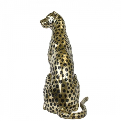 Bronze "Guépard assis" argenté, taille nature