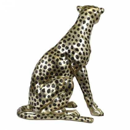 Bronze "Guépard assis" argenté, taille nature