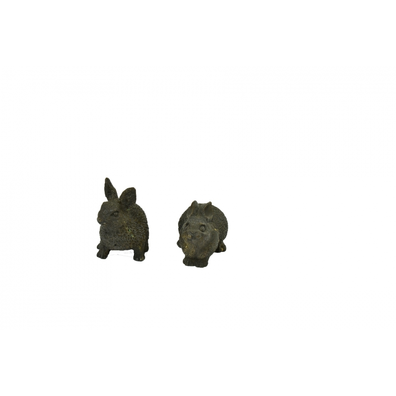 Couple de lapins en bronze