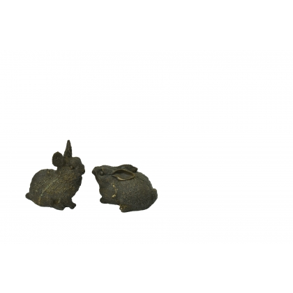 Couple de lapins en bronze
