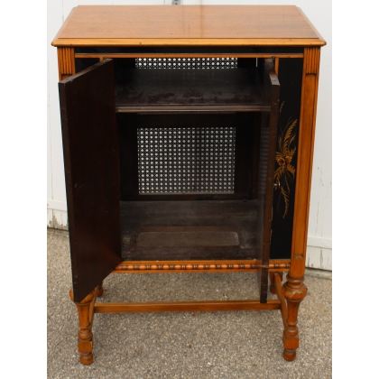 Walnut sideboard with black and gold lacquered panels
